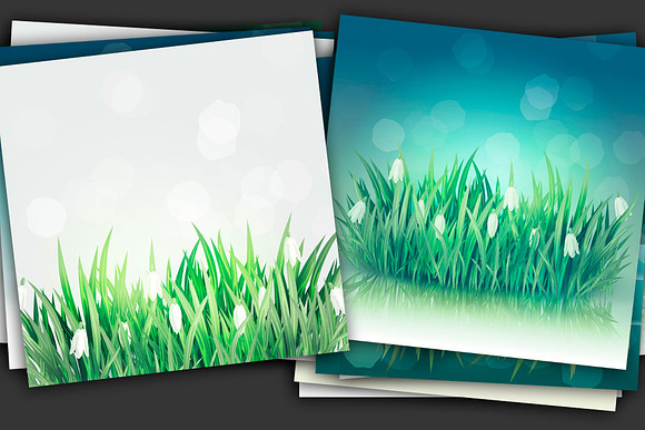 Set of backgrounds with snowdrops in Illustrations - product preview 5