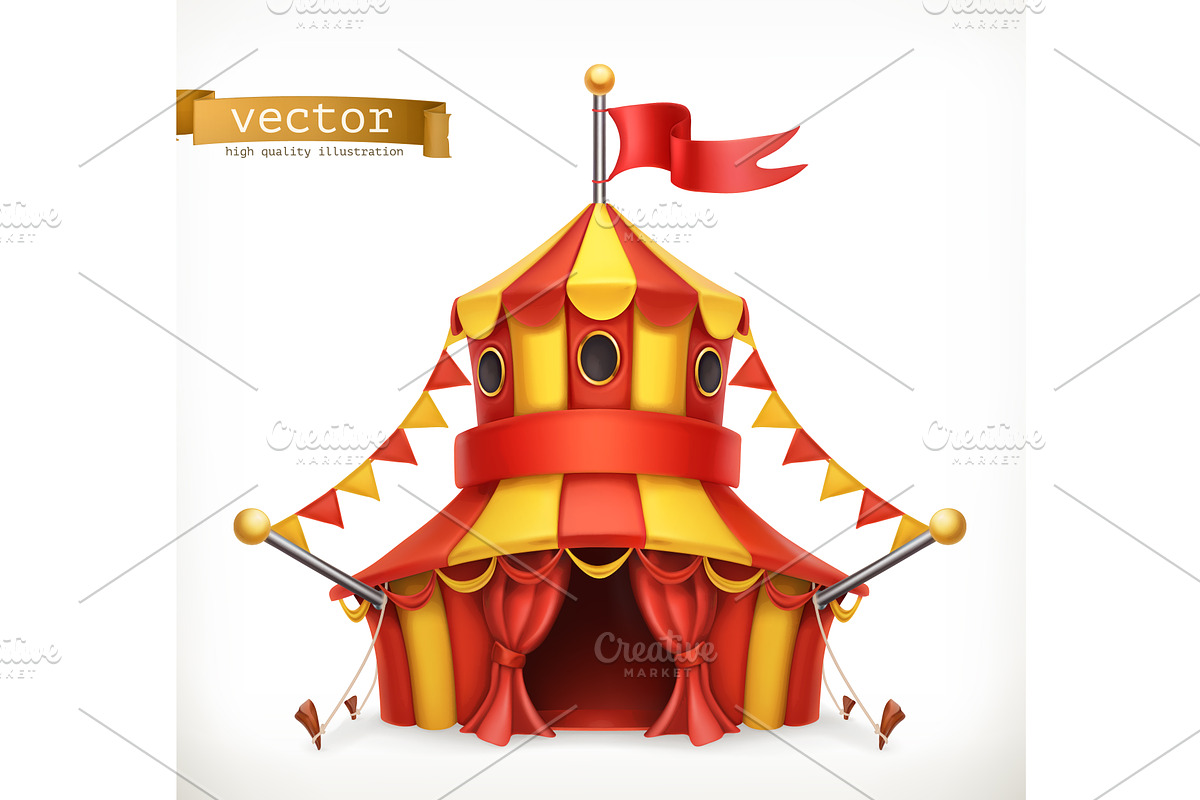 Circus tent. 3d vector icon in Illustrations - product preview 8