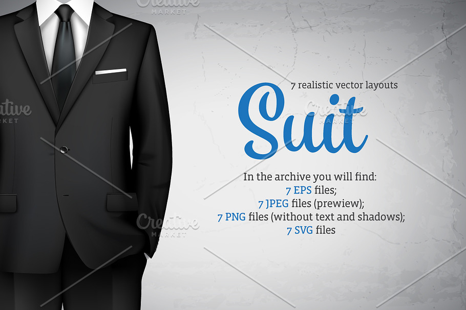Realistic Male Suit Set in Illustrations - product preview 8