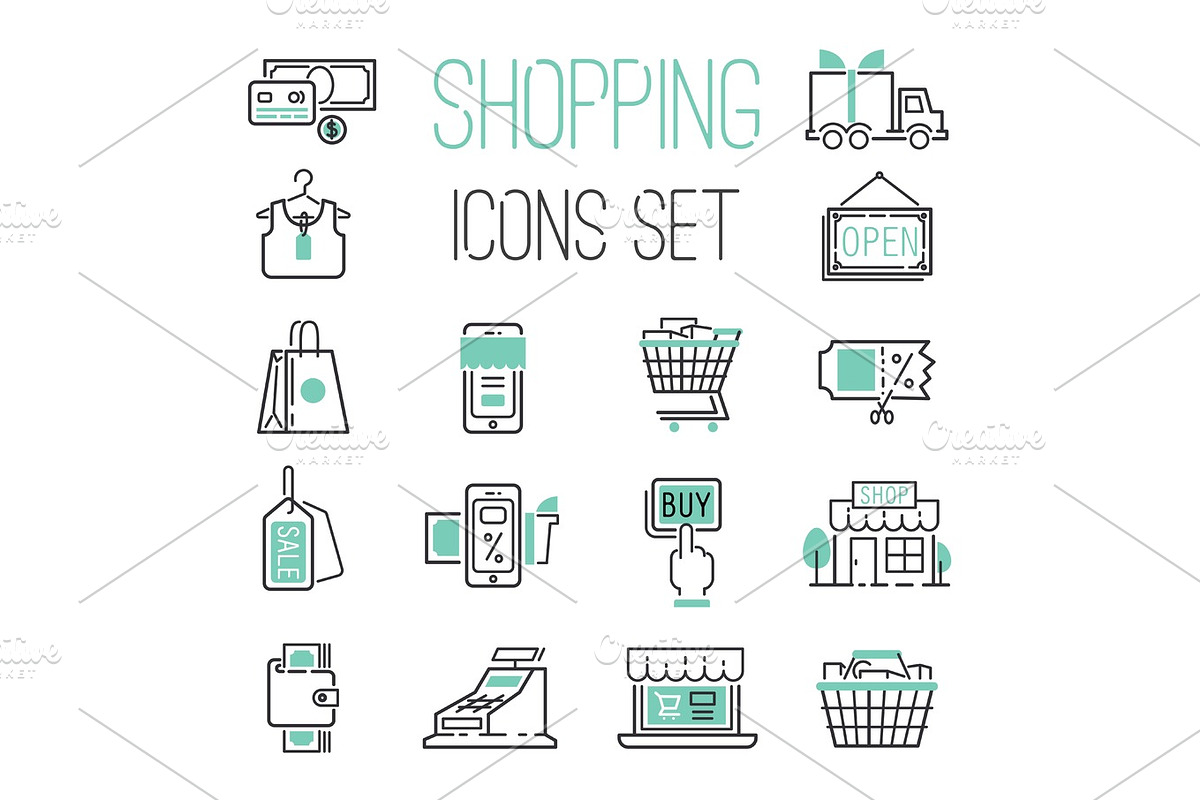 Shopping retail delivery gift card discount business internet and more thin line icons discount price set basket market vector illustration. in Illustrations - product preview 8