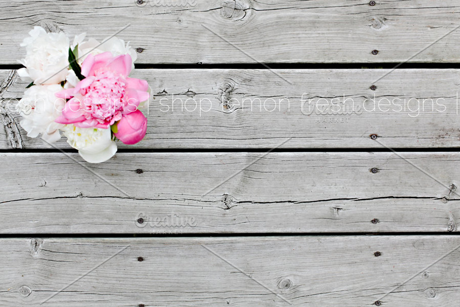 Peony Arrangement on Wood Image in Product Mockups - product preview 8