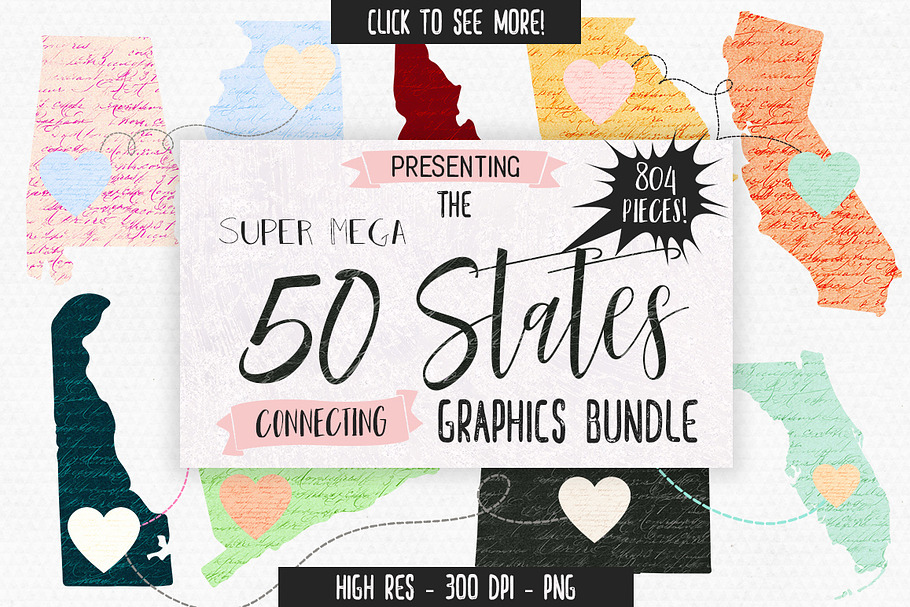 50 States Connecting Graphics Bundle