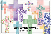Watercolor Floral and Solid Crosses