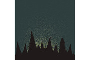 forest silhouette at the night time