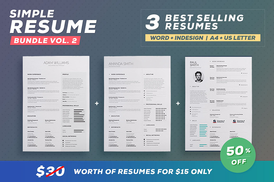 Simple Resume/Cv - Bundle Volume 2 in Resume Templates - product preview 8