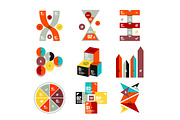 Collection of trendy colorful infographic diagram templates