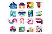 Set of colorful paper style ribbon stripes and lines infographic diagram templates