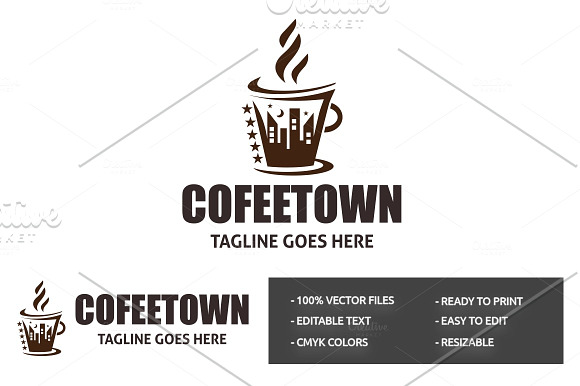Cofee Town Logo in Logo Templates - product preview 1