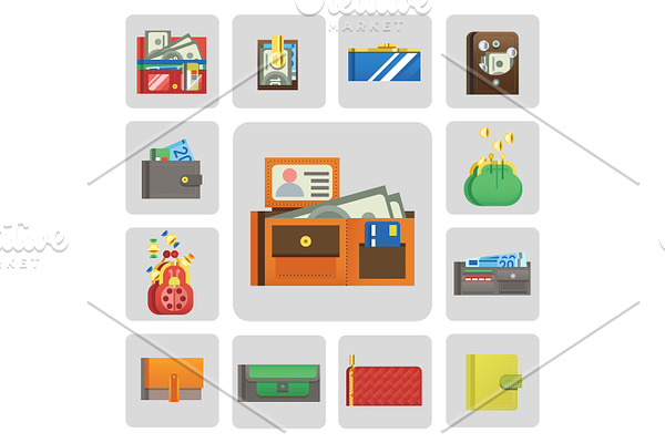 Flat money wallet icon check list making purchase cash business currency finance payment and purse savings bank commerce dollar economy vector illustration.