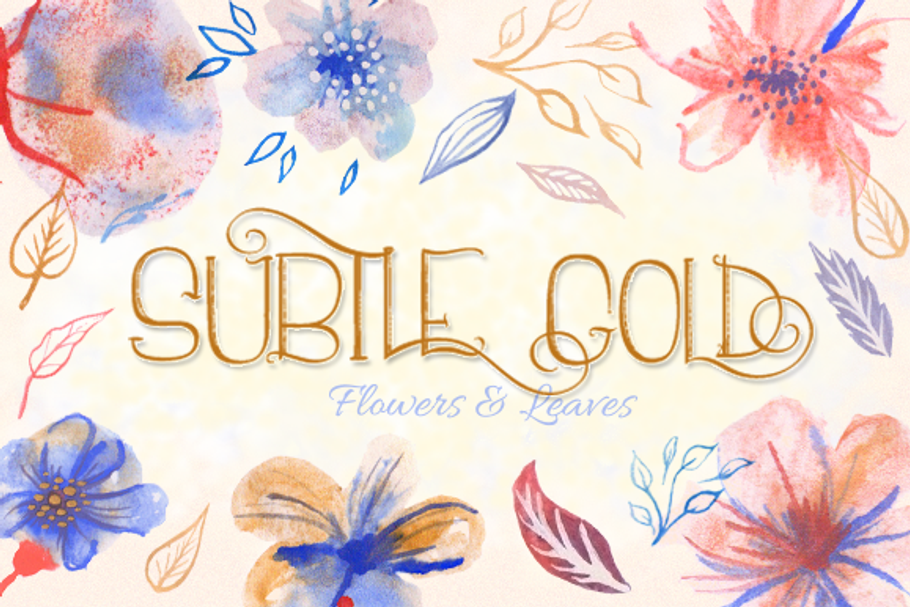 Subtle Gold Flowers & Leaves in Objects - product preview 8