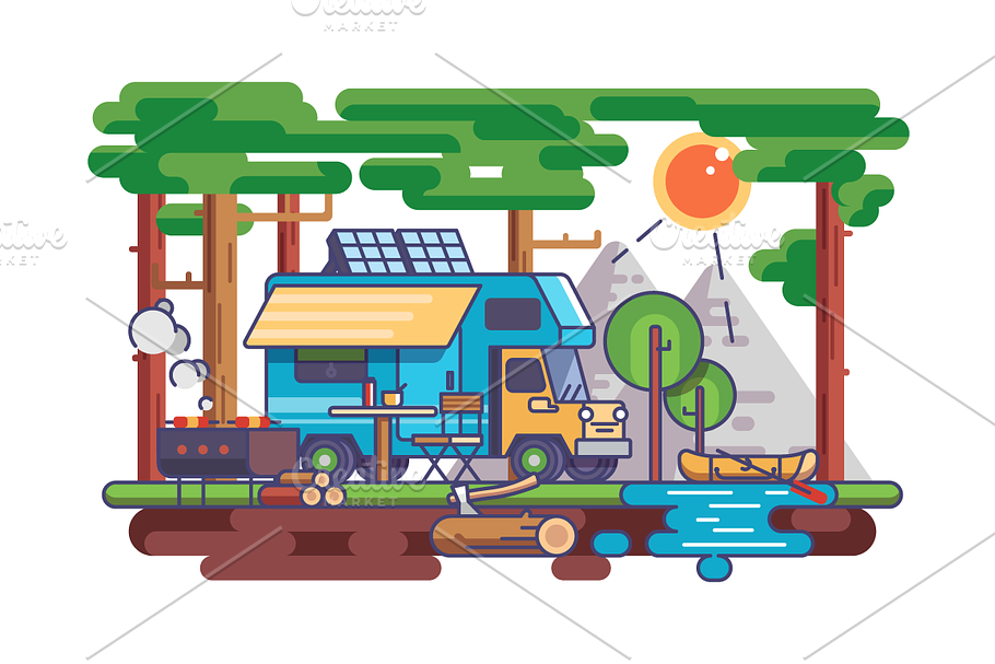 Camping in nature in Illustrations - product preview 8