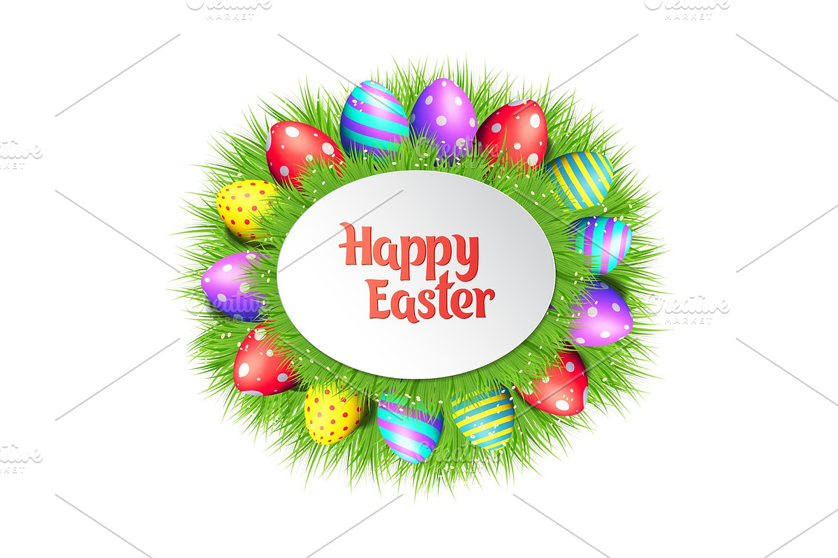 Happy Easter eggs frame. in Illustrations - product preview 8
