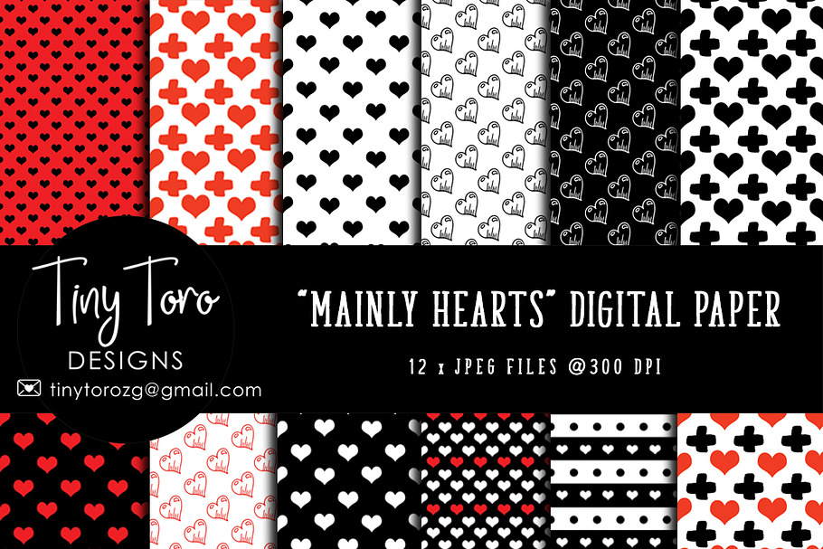 Hearts digital paper pack 