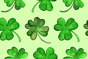 Watercolor clover seamless pattern