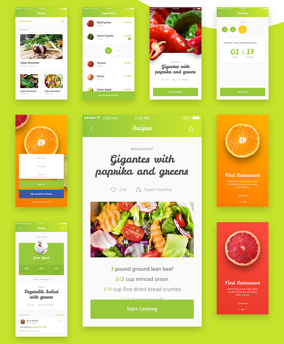 Organic Food UI Kit - 4 in 1 in UI Kits and Libraries - product preview 8