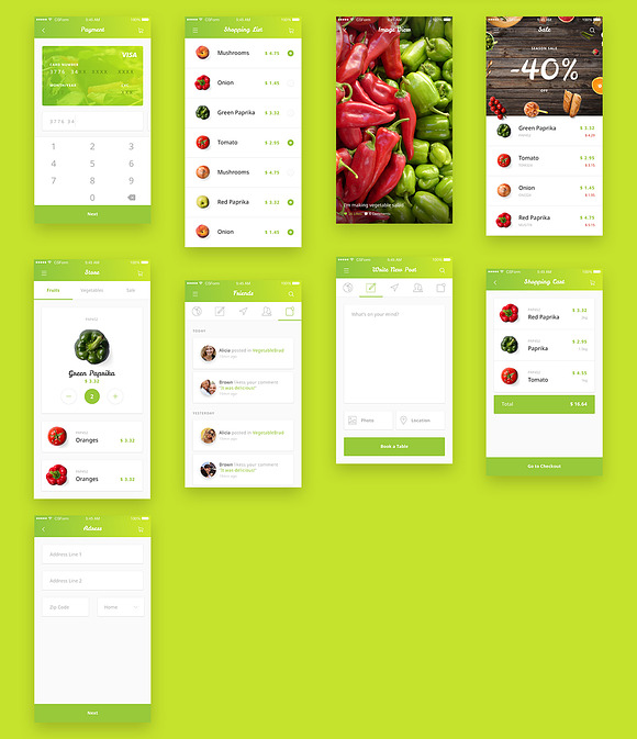 Organic Food UI Kit - 4 in 1 in UI Kits and Libraries - product preview 10