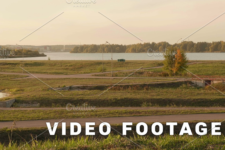 River in the city park. Autumn daytime. Smooth dolly shot in Graphics - product preview 8
