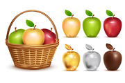 Set of apple. Full basket of apples