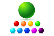 Set of brignt colored balls