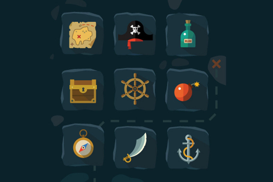 Pirates flat icon set