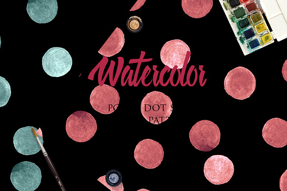 Watercolor polka dot patterns set in Patterns - product preview 1