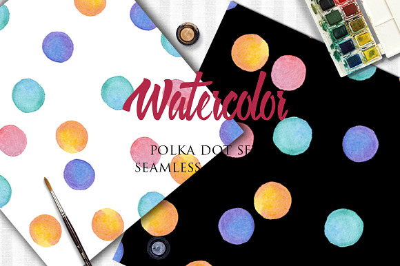 Watercolor polka dot patterns set in Patterns - product preview 3