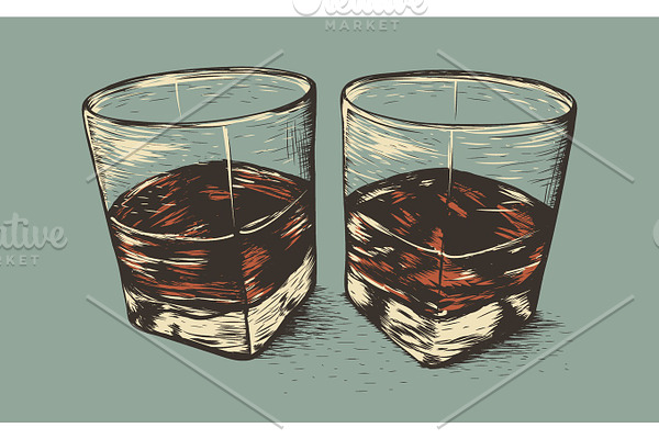Two glasses with rum