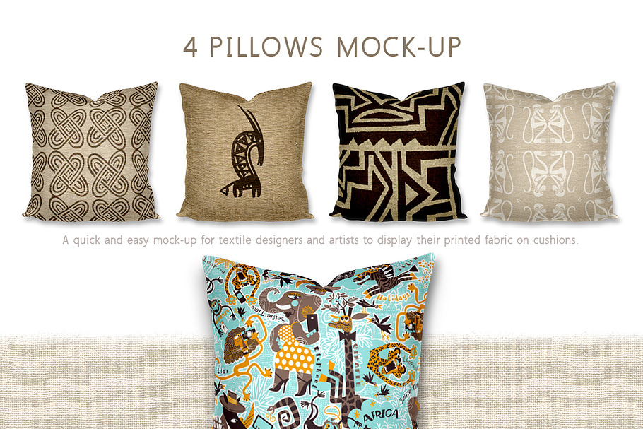 Multiple Pillow/Cushion 4 in a row in Product Mockups - product preview 8