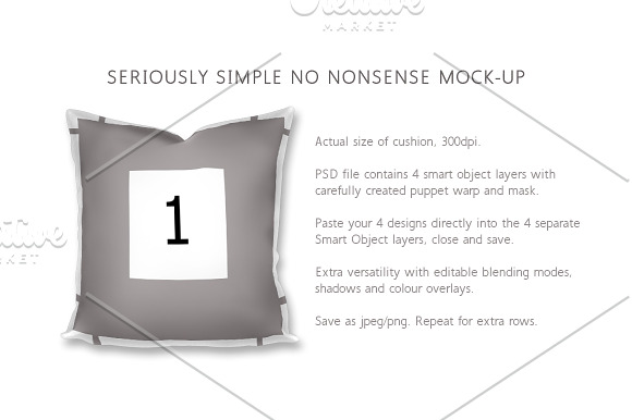 Multiple Pillow/Cushion 4 in a row in Product Mockups - product preview 1