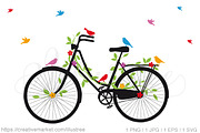 Bicycle with flowers, vector