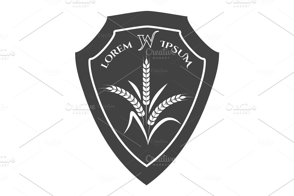 Agriculture crest with wheat branches in Illustrations - product preview 8