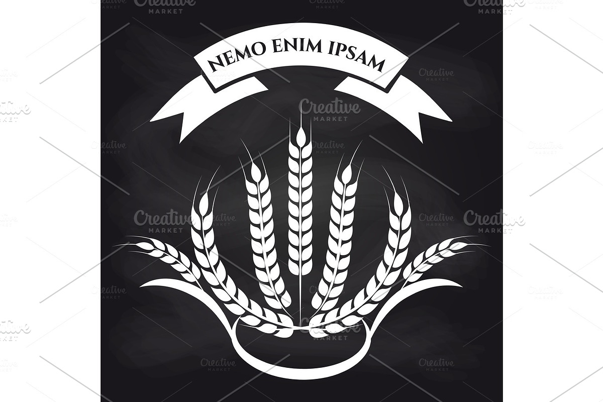 Wheat branches on blackboard logo in Illustrations - product preview 8