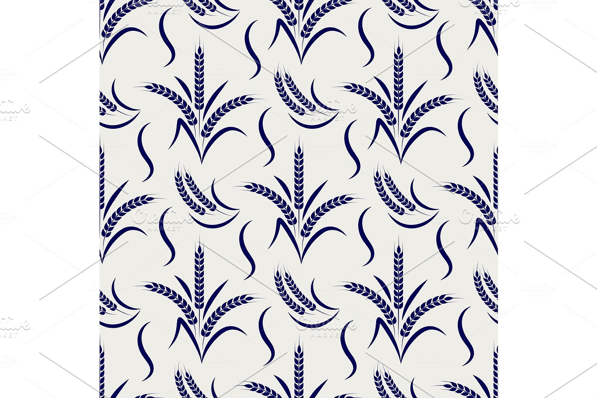 Agriculture seamless pattern with wheat branches in Illustrations - product preview 8