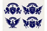 Heraldric royal crests logo set
