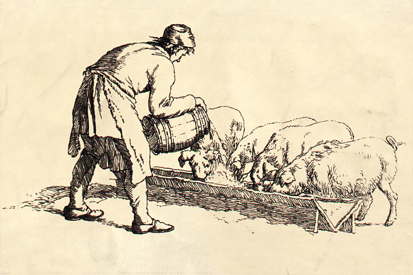 19th Century Etchings Rustic Figures in Illustrations - product preview 4