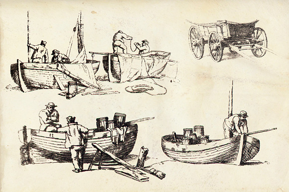 19th Century Etchings Rustic Figures in Illustrations - product preview 8