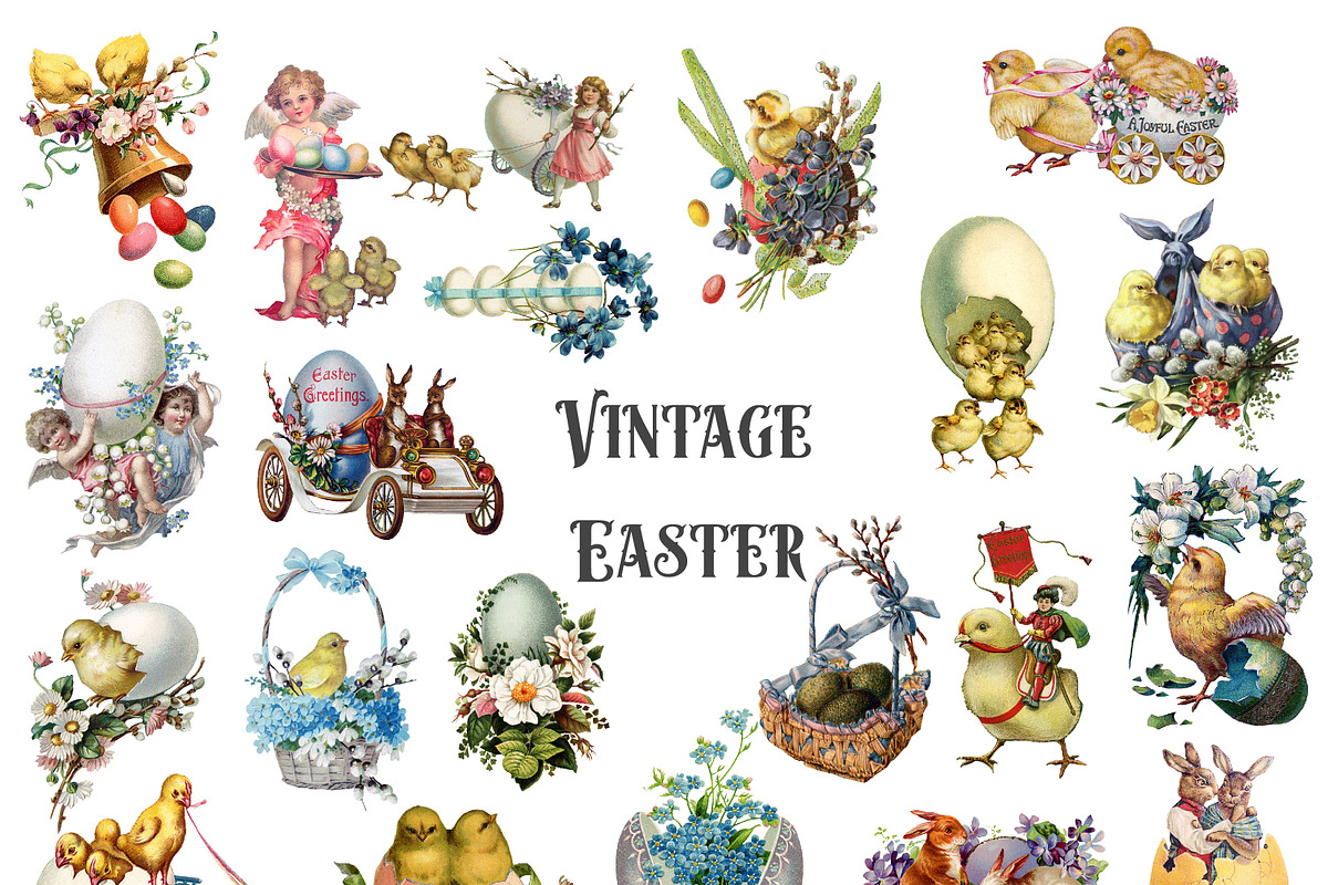 Vintage Easter Clipart in Illustrations - product preview 8