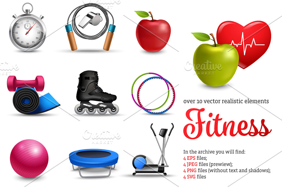 Fitness Realistic Set in Objects - product preview 8