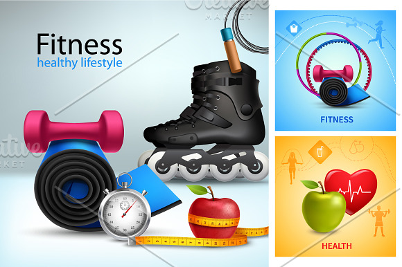 Fitness Realistic Set in Objects - product preview 1