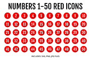 Red Number Icons - Sleek