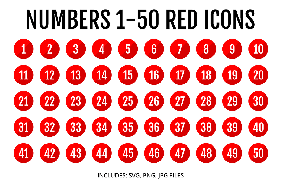 Red Number Icons - Sleek in Number Icons - product preview 8