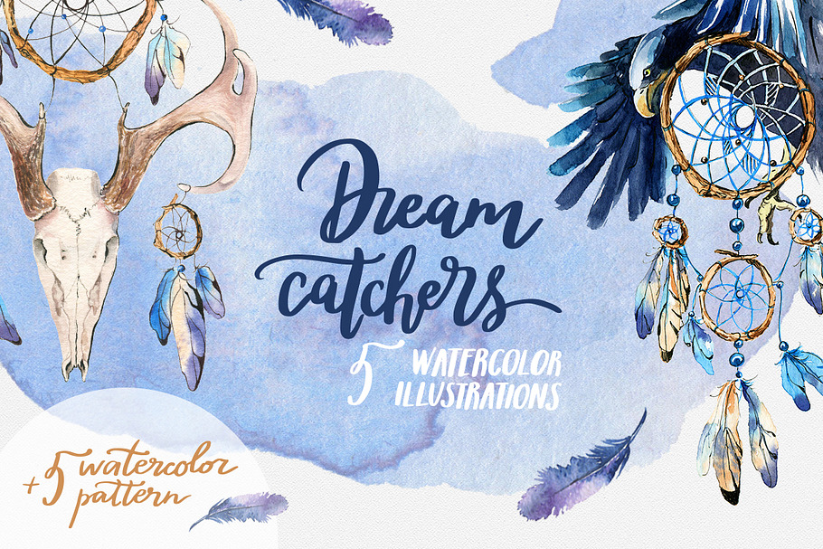Unique Watercolor Dreamcatchers in Illustrations - product preview 8