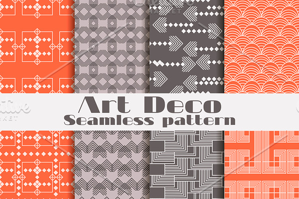 Art deco set of seamless pattern