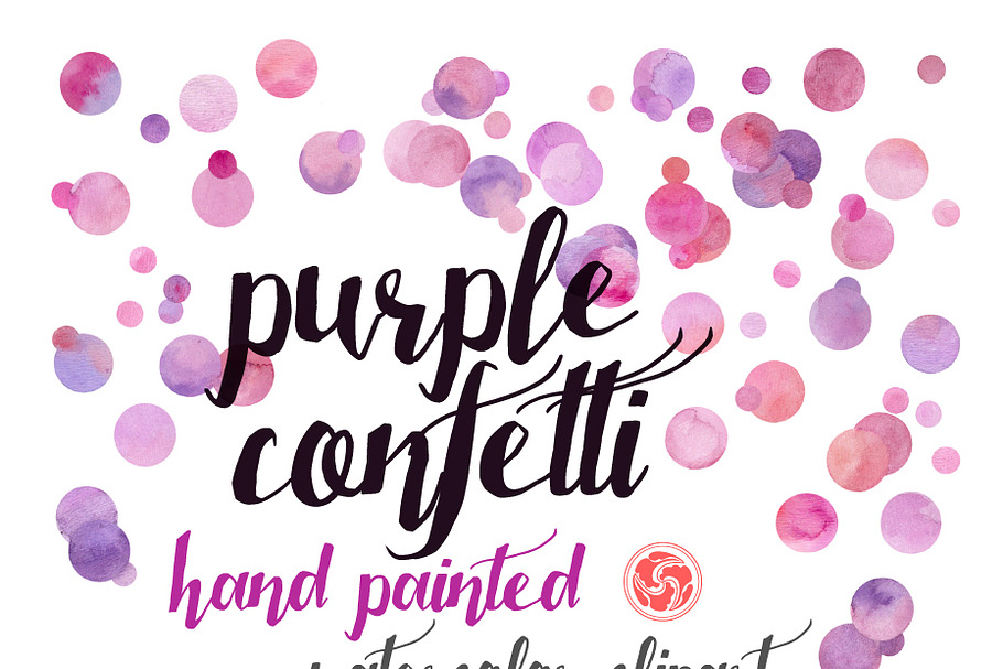 Watercolor confetti - purple dots in Illustrations - product preview 8