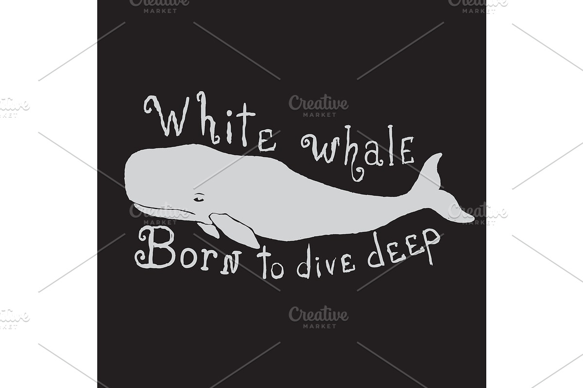 vintage symbol of white whale in Illustrations - product preview 8