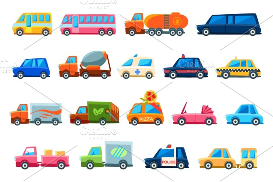 Toy Colorful Different Service Cars Set in Illustrations - product preview 8