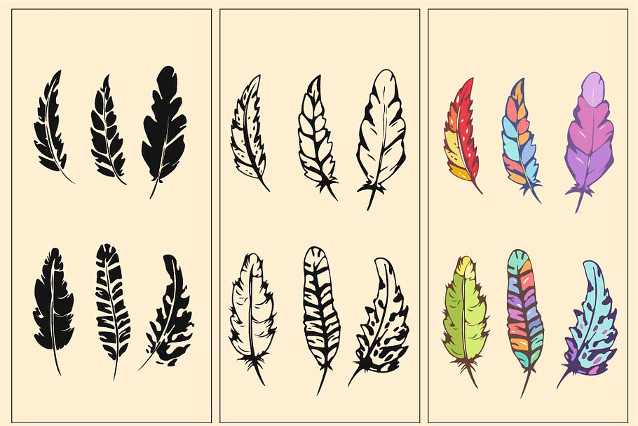 Feathers set vector illustration in Illustrations - product preview 8