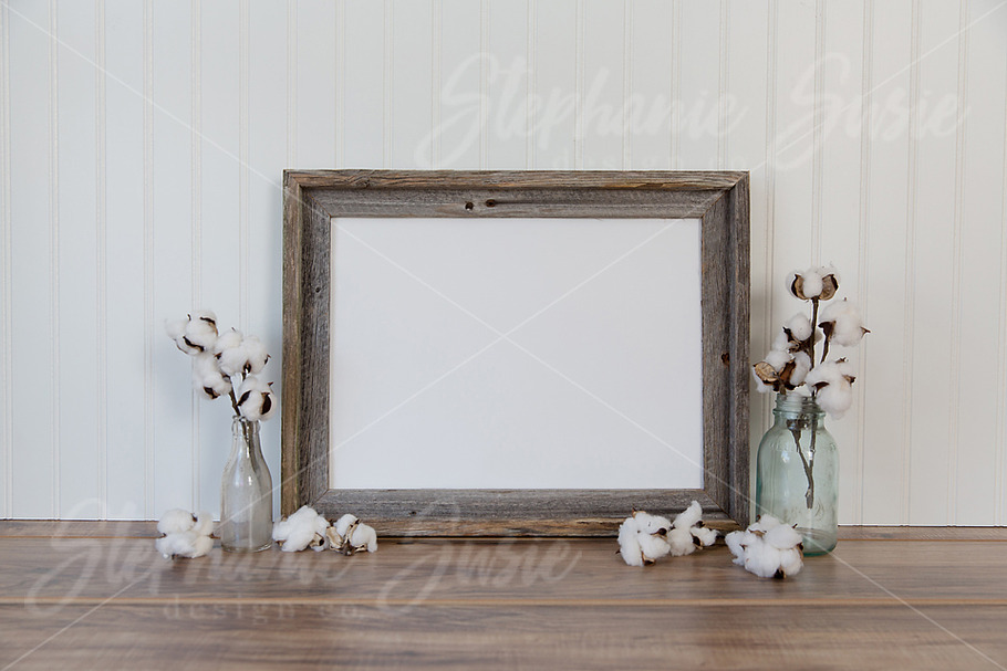 Barn Wood and Cotton Mock Up