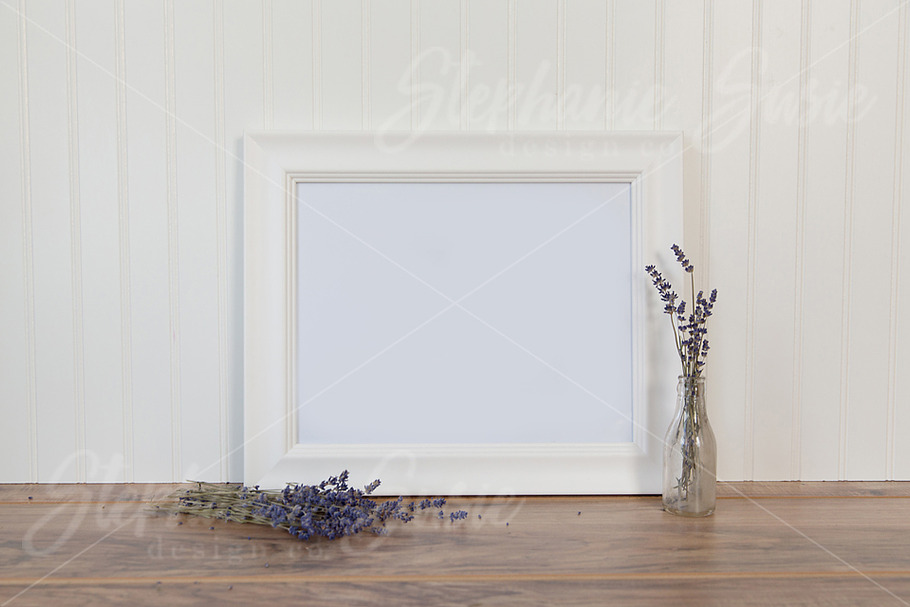 White Frame and Lavender Mock Up in Print Mockups - product preview 8