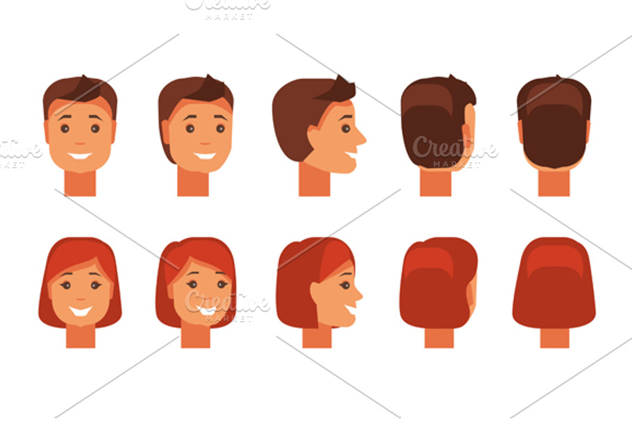 Set of human faces in Illustrations - product preview 8